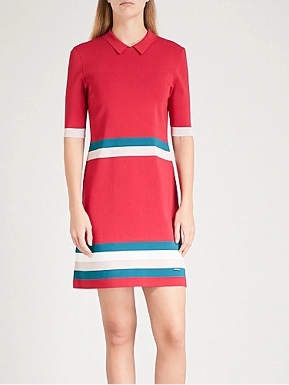 Ted Baker Origami Knitted Dress With Stripe Deep Pink Collar Size 3 US 8